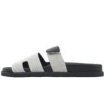 Hermes Flat Slippers Dark Gray