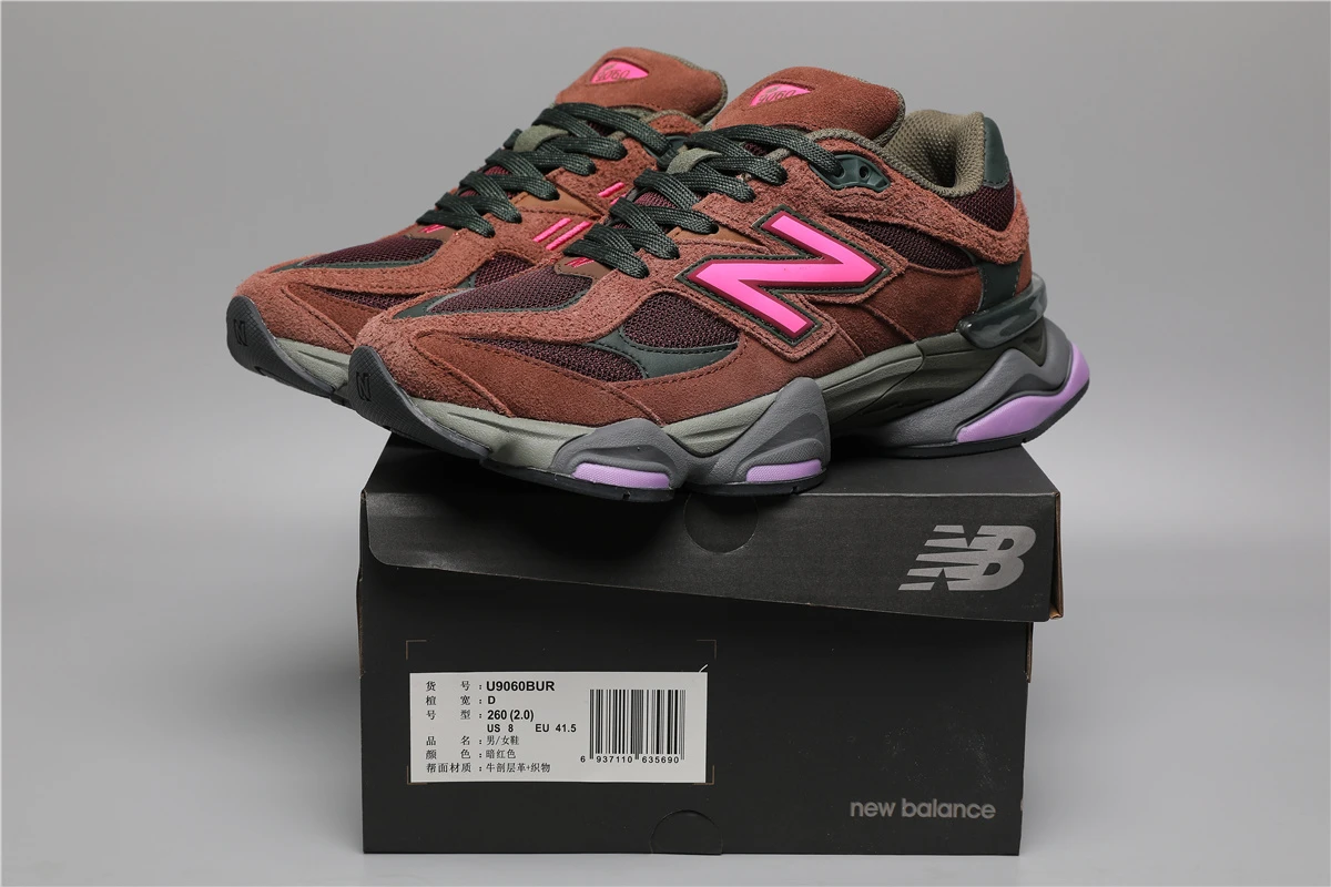 159798321_009 New Balance 9060-37 BUR Burgundy Sizes 36-46.5 - Image 1