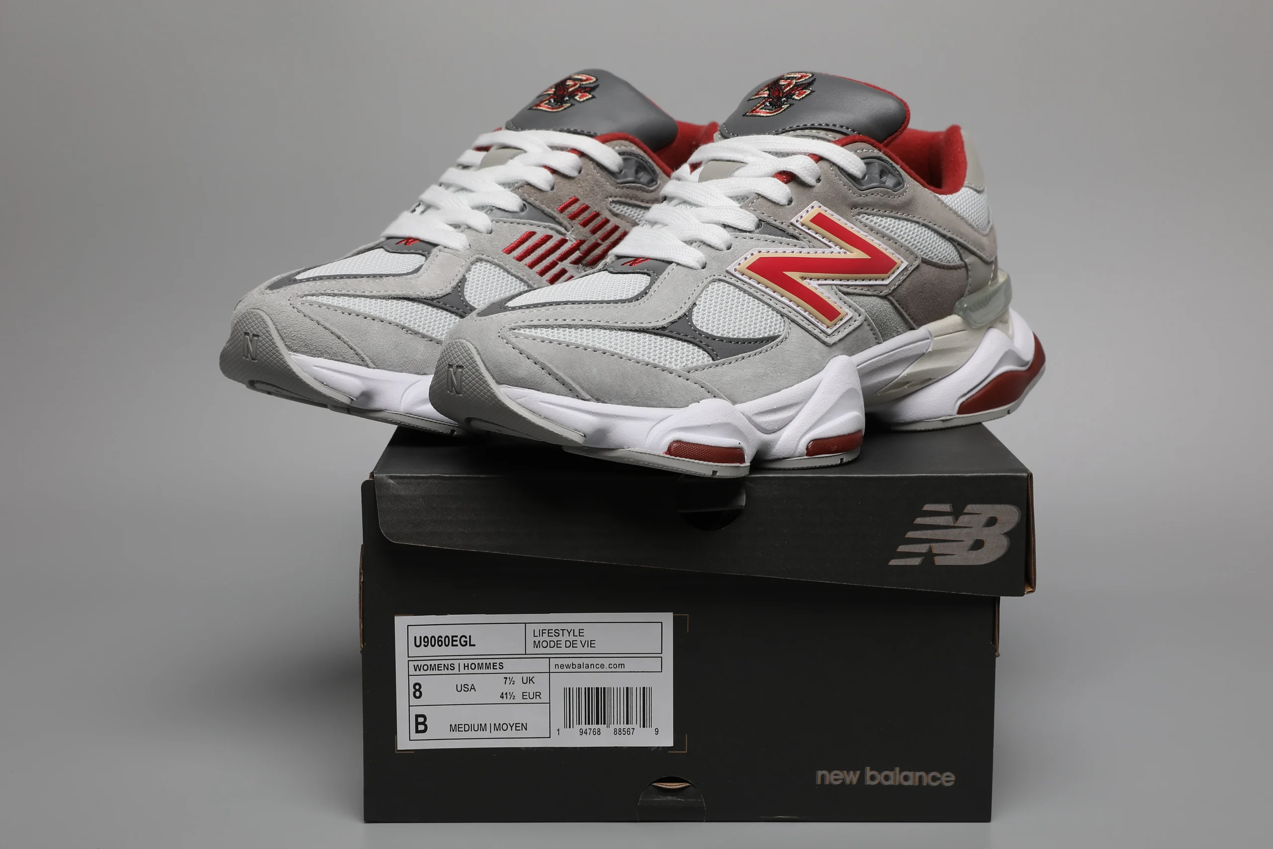 178065825_009 New Balance 9060-61 EGL Grey/Red Sizes 36-46.5 - Image 1
