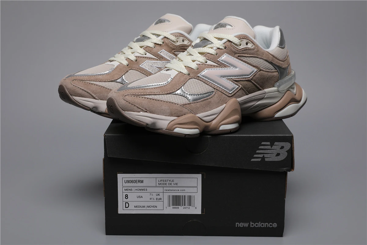 230876557_009 New Balance 9060-128 ERM Light Brown/Silver Sizes 36-46.5 - Image 1