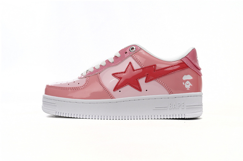 237cbfc324f18895487e80bd31cef40f A Bathing Ape Bape Sta Low Pink Paint Leather 1H2-019-1046 - Image 1