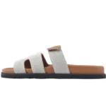 Hermes Flat Slippers Grey Coffee Color