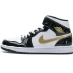 Air Jordan 1 Mid Patent Black White Gold 852542-007