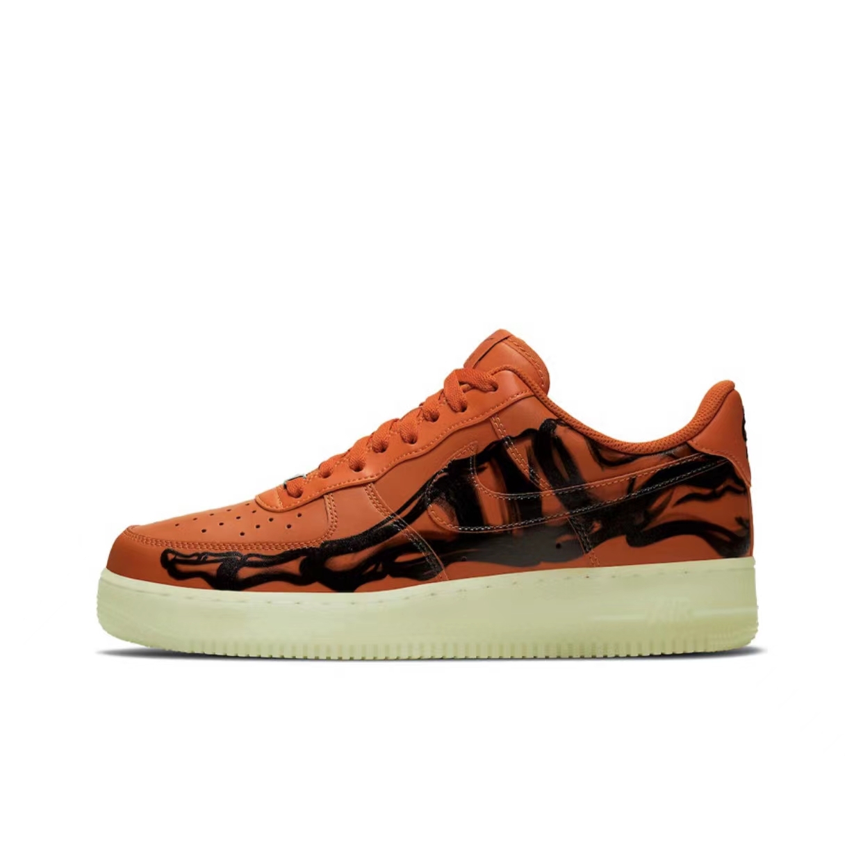 4f61bbf210dc97d9b84e6b974dfc1286 Nike Air Force 1 Low Orange Skeleton Halloween CU8067-800 - Image 1