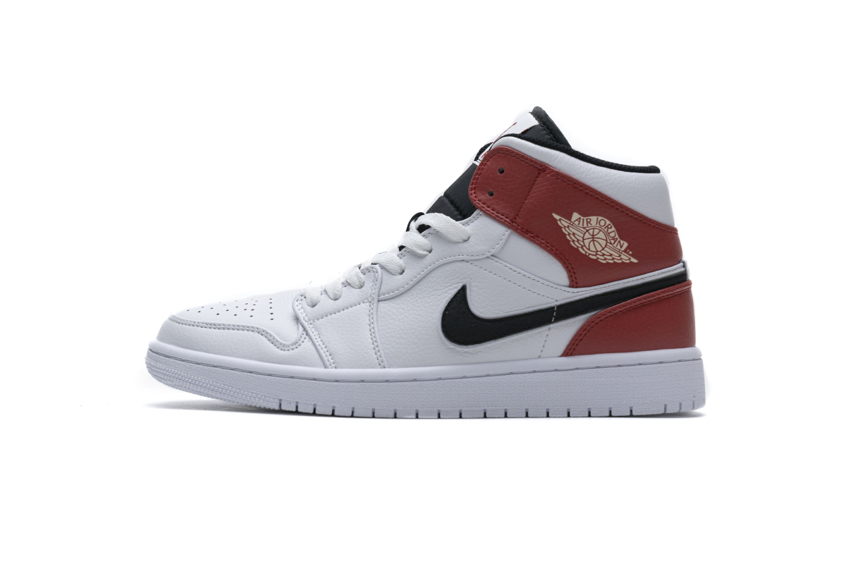 507f76fd44190f3c2470fd5a09bab711 Air Jordan 1 Mid White Black Gym Red 554724-116 - Image 1