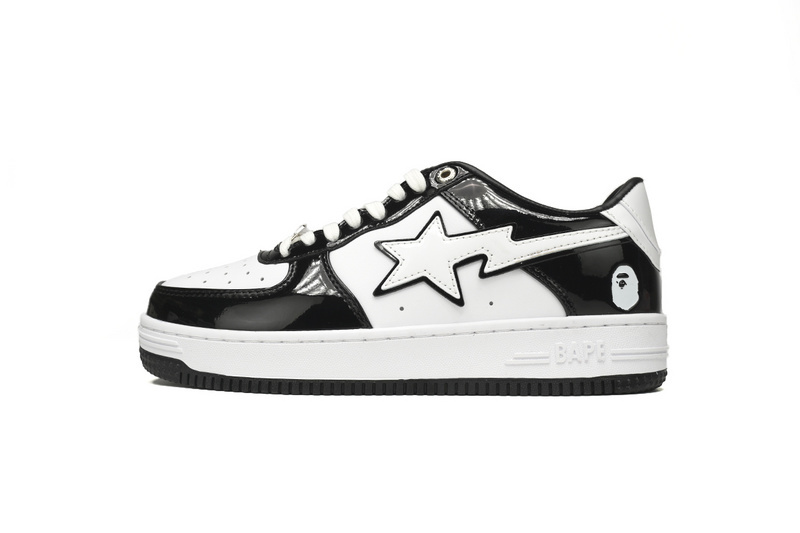 5d3db500e64d5dc396d4c8e7cd71d158 A Bathing Ape Bape Sta Low Black White 1H70-191-001 - Image 1