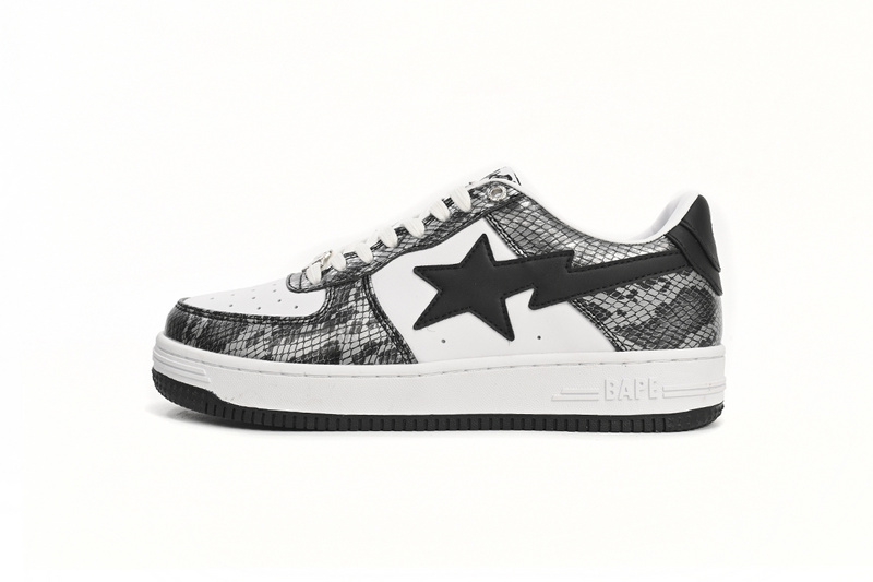 5f1c4510b786340b5c04417a85c0d6d0 A Bathing Ape Bape Sta Low Black Black Snake Skin 1180 191 009 - Image 1