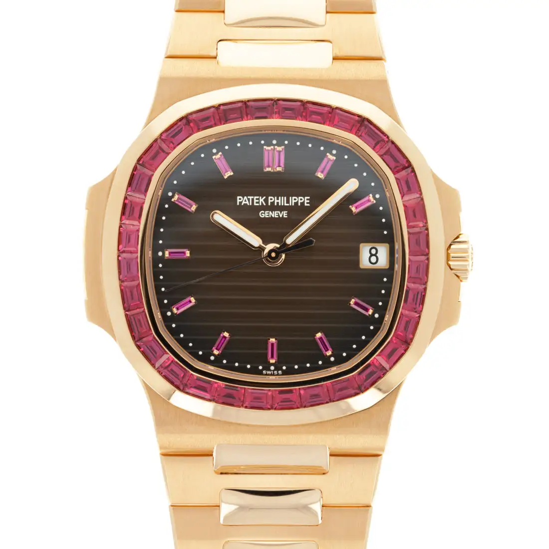 6a3387a07448d3f4e1f425cbb0e21304 Patek Philippe Nautilus Rose Gold Brown Ruby Dial 40mm Ruby Bezel 5723/112R-001 - BRAND NEW - Image 1