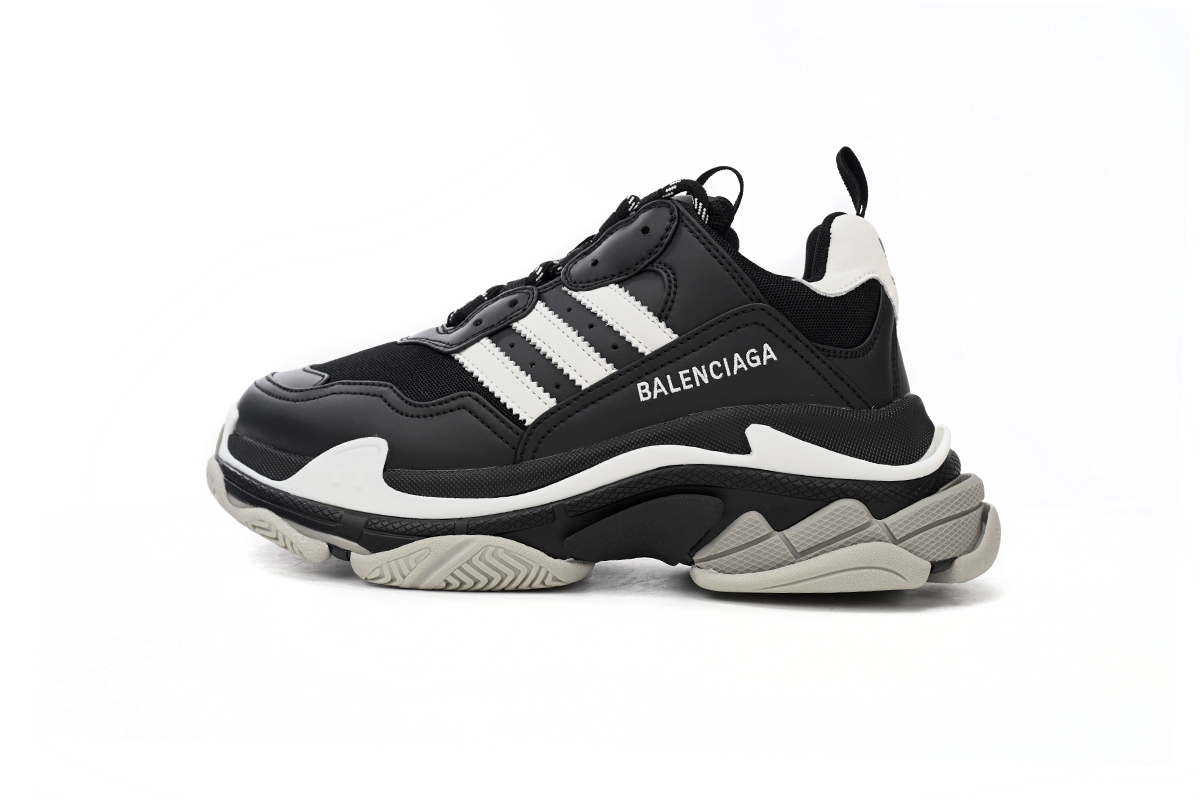 772d9d8327d5a4b0473cc510fcd1c477 Adidas x Balenciaga Triple S Black And White Bars 712764 W2ZB2 1090 - Image 1