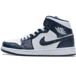 Air Jordan 1 Mid White Metallic Gold Obsidian 554724-174