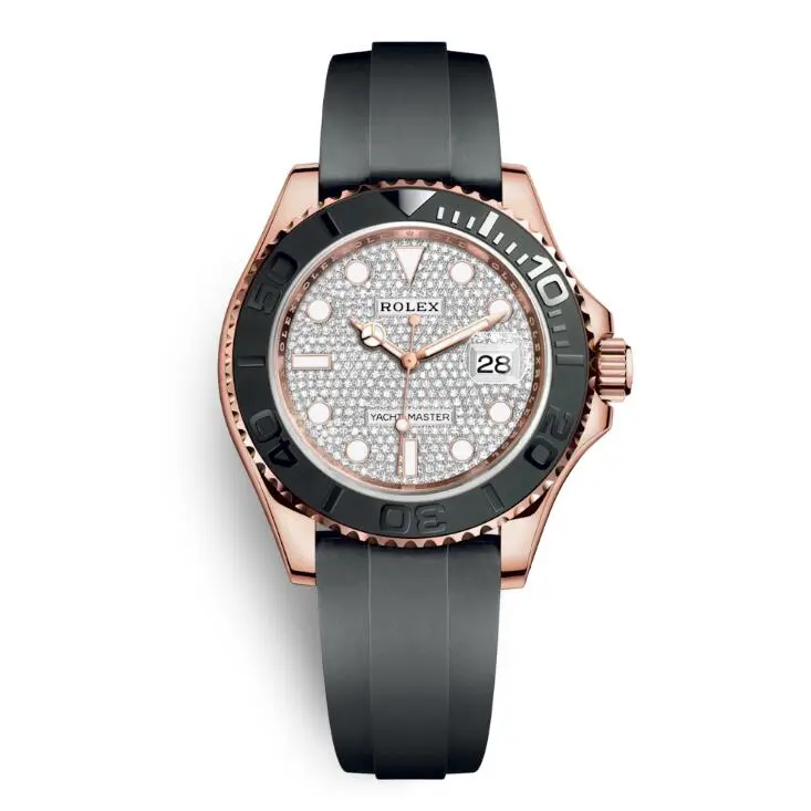 8ca95a6a0dbca076a8f79a30207c6ec6 YACHT MASTER 1 GOLDEN DIAMOND DIAL RUBBER STRAP 40MM m126655-0005 - Image 1