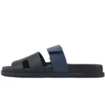 Hermes Flat Slippers Black Blue