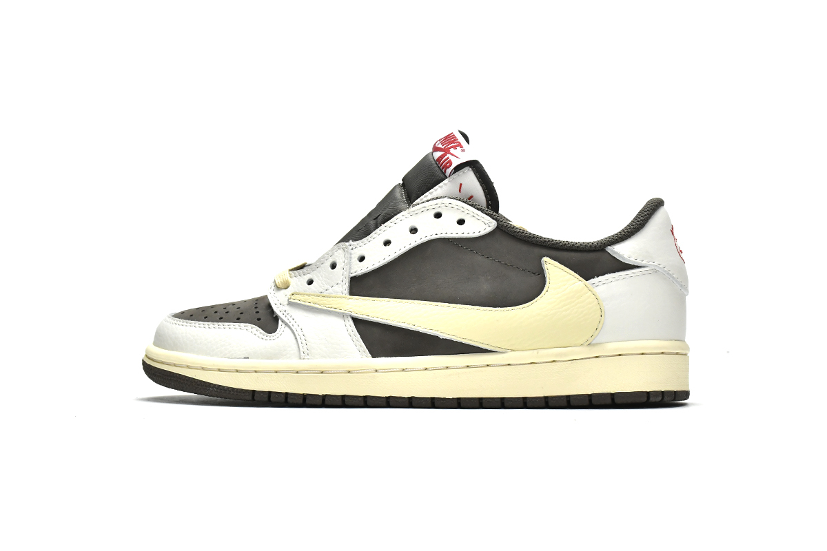 9eb5710f3d59dddde5e32bf230f008b3 Travis Scott x Air Jordan 1 Low White Brown Barb DM7866-162 - Image 1