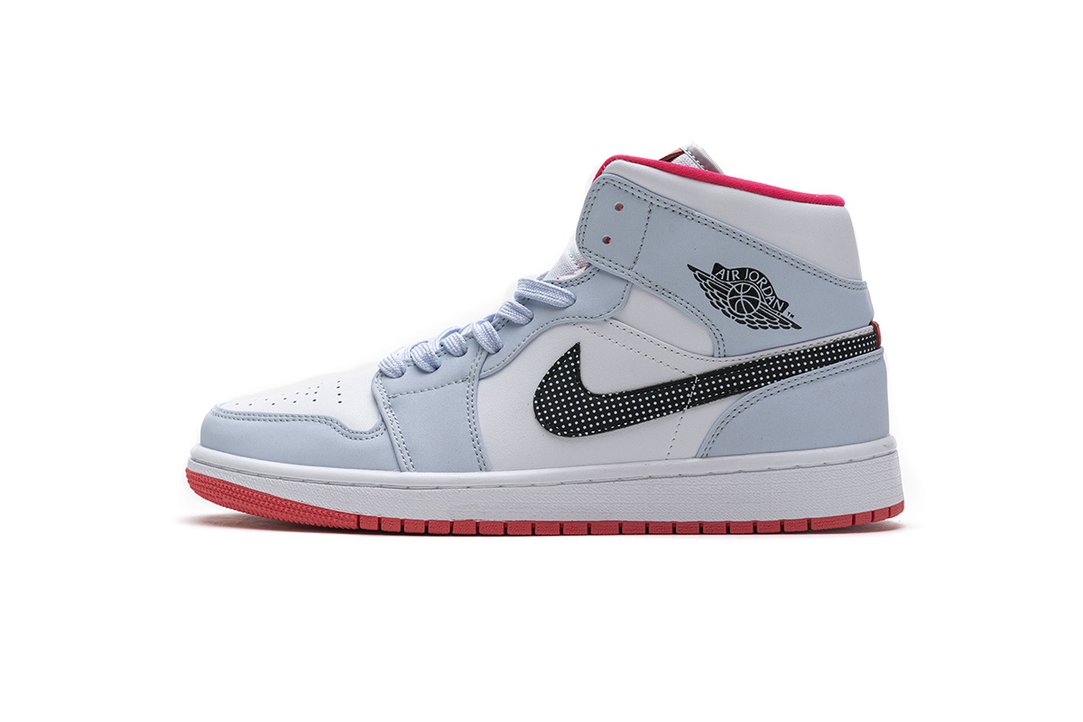 a39b5015a34eacd14e3a957cd4994a58 Air Jordan 1 Mid Half Blue Polka Dot Swoosh (GS) 555112-400 - Image 1