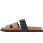 Hermes Khaki Black flip flops