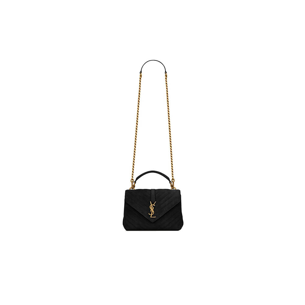 d03feb914c38c6c444cbb150cc4f70c3 COLLEGE MEDIUM CHAIN BAG IN QUILTED SUEDE - Image 1
