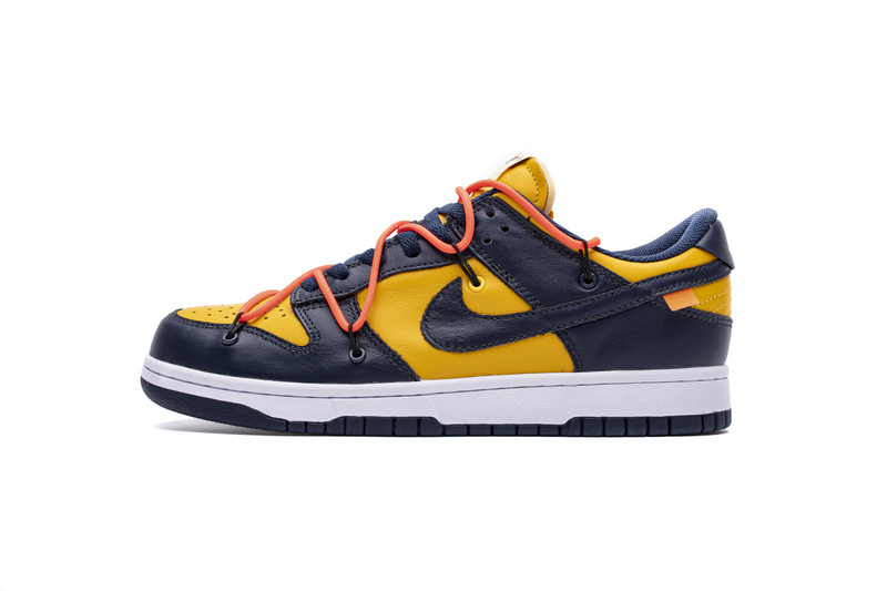 d75d2ae584582dfb6520bda77e89bb94 Nike Dunk Low Off-White University Gold Midnight Navy CT0856-700 - Image 1