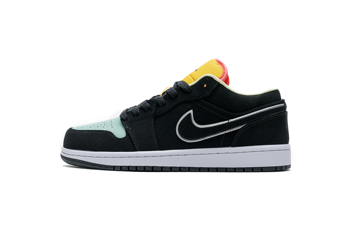 e1e93993501f72f73f3adc3f19ce37da Air Jordan 1 Low Black Aurora Green Laser Orange CK3022-013 - Image 1